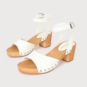 Sansa White Ankle Strap Platform Sandals